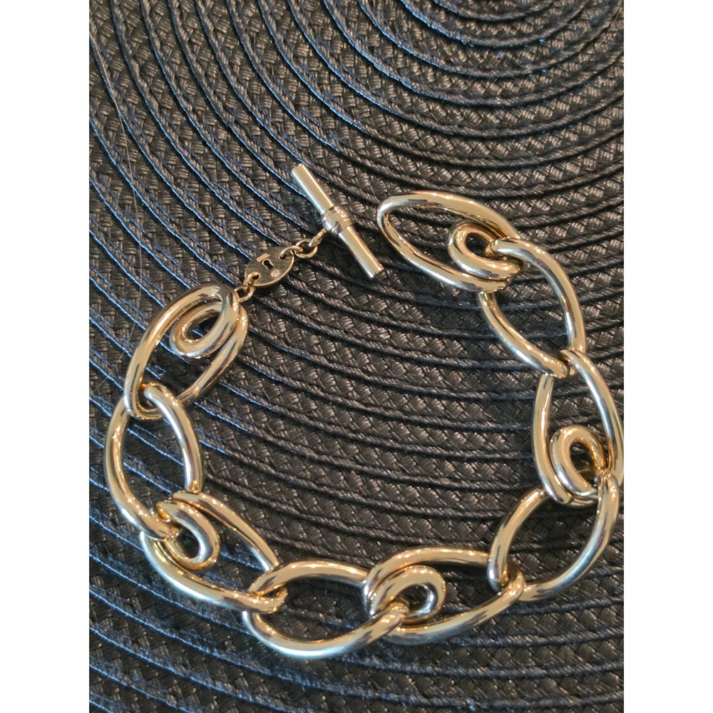 Fossil Gold ToneChunky Oval Swirl Link Toggle Bracelet